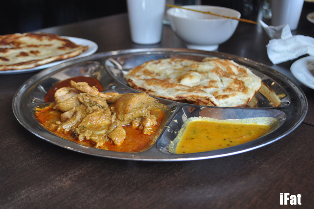 Roti canai with curry chicken