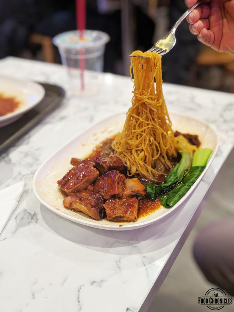 BBQ ribs with egg noodles at Hawker Chan Melbourne